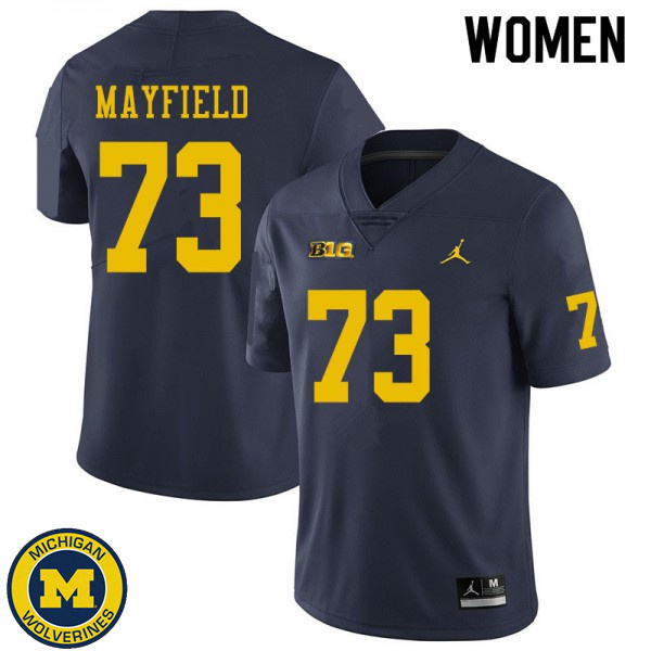 Women Michigan Wolverines #73 Jalen Mayfield Navy High School Football Jersey